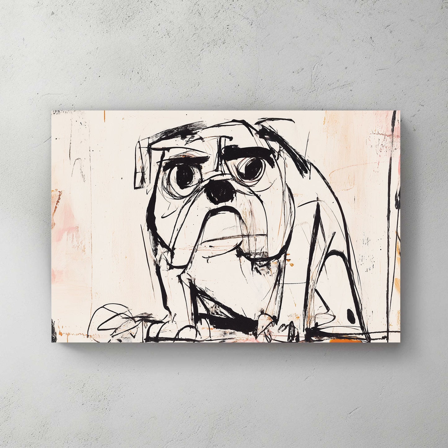 Bulldog sketch with expressive eyes graphic pop art wall art print