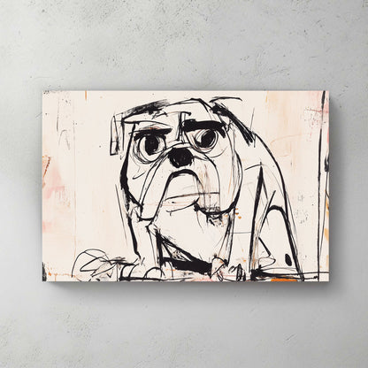 Bulldog sketch with expressive eyes graphic pop art wall art print