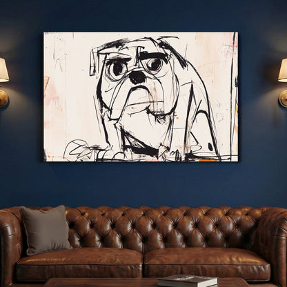 Bulldog sketch with expressive eyes graphic pop art wall art print