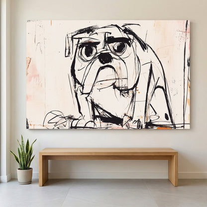 Bulldog sketch with expressive eyes graphic pop art wall art print