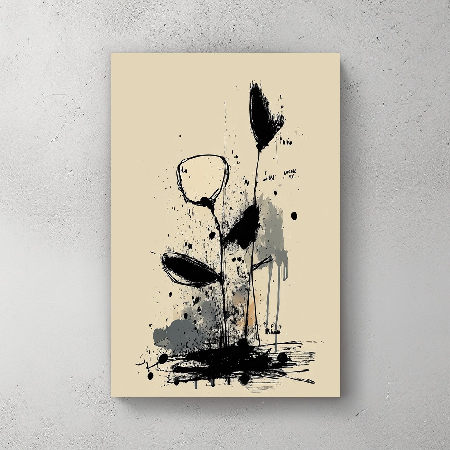 Wildflower minimalist sketch with ink lines botanical wall art print
