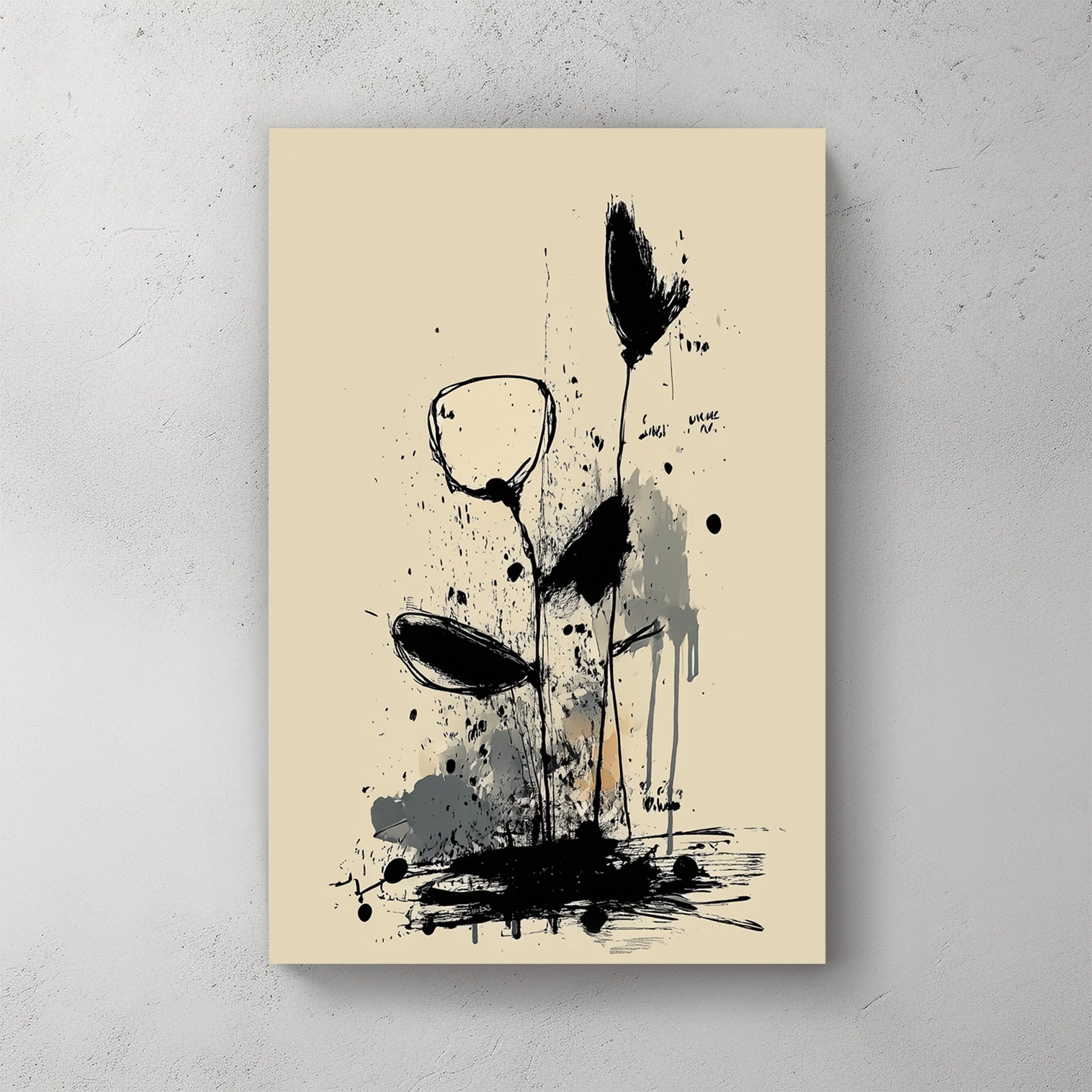 Wildflower minimalist sketch with ink lines botanical wall art print