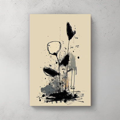 Wildflower minimalist sketch with ink lines botanical wall art print