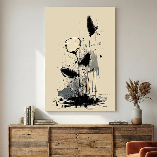 Wildflower minimalist sketch with ink lines botanical wall art print