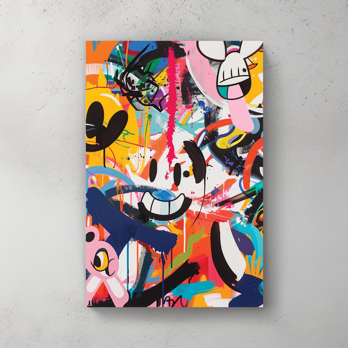 Cartoon characters street art pop art colourful composition wall art print