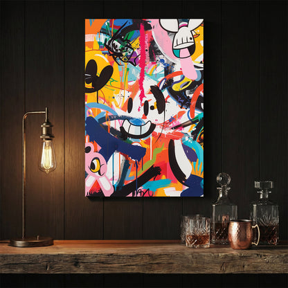 Cartoon characters street art pop art colourful composition wall art print