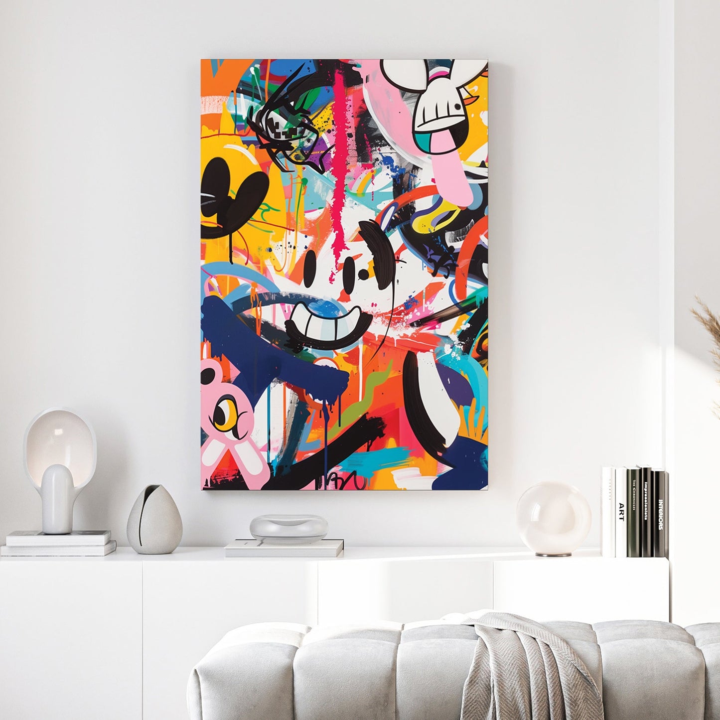 Cartoon characters street art pop art colourful composition wall art print