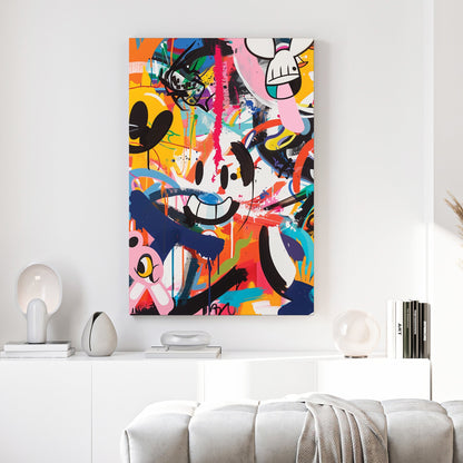 Cartoon characters street art pop art colourful composition wall art print