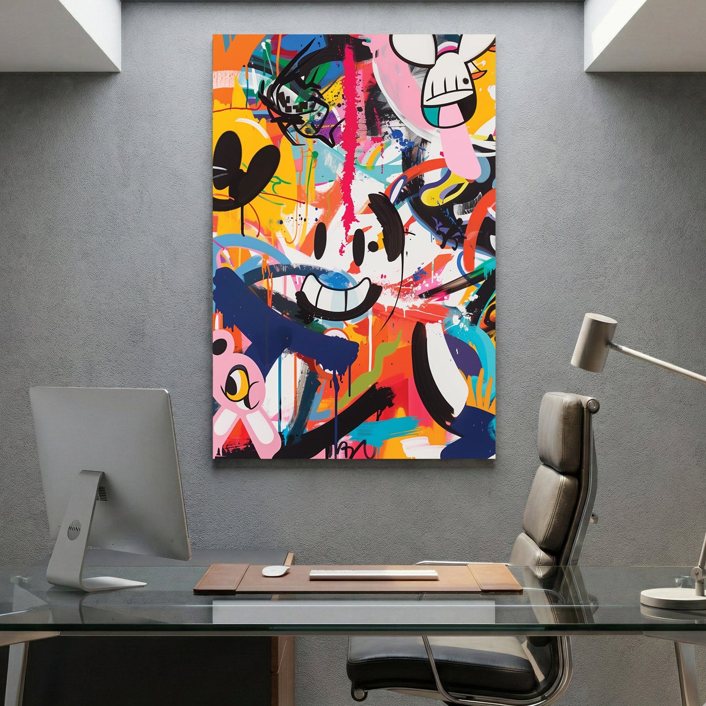 Cartoon characters street art pop art colourful composition wall art print