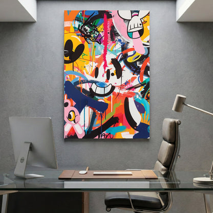 Cartoon characters street art pop art colourful composition wall art print