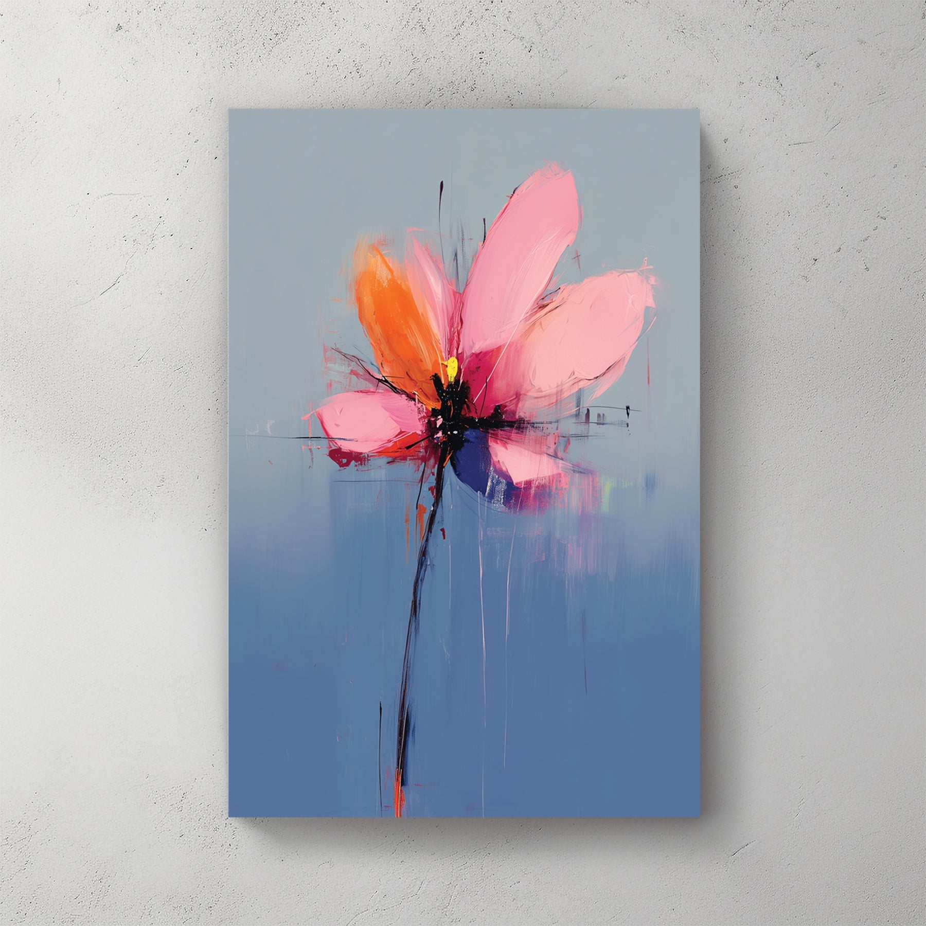 Floral watercolour with vibrant pink and orange petals pop art wall art print