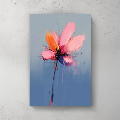 Floral watercolour with vibrant pink and orange petals pop art wall art print