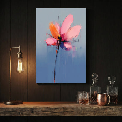 Floral watercolour with vibrant pink and orange petals pop art wall art print