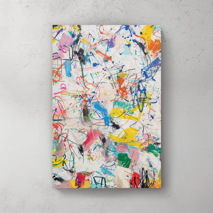 Abstract splatter contemporary wall art with vibrant colours and playful marks