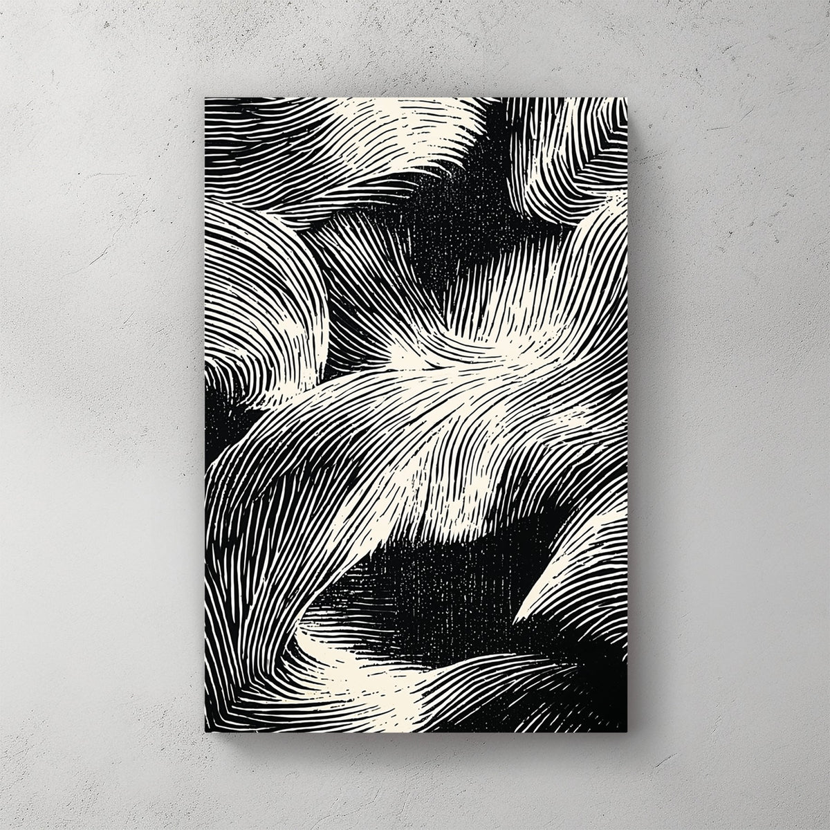 Abstract waves sketch minimalist wall art with flowing line patterns