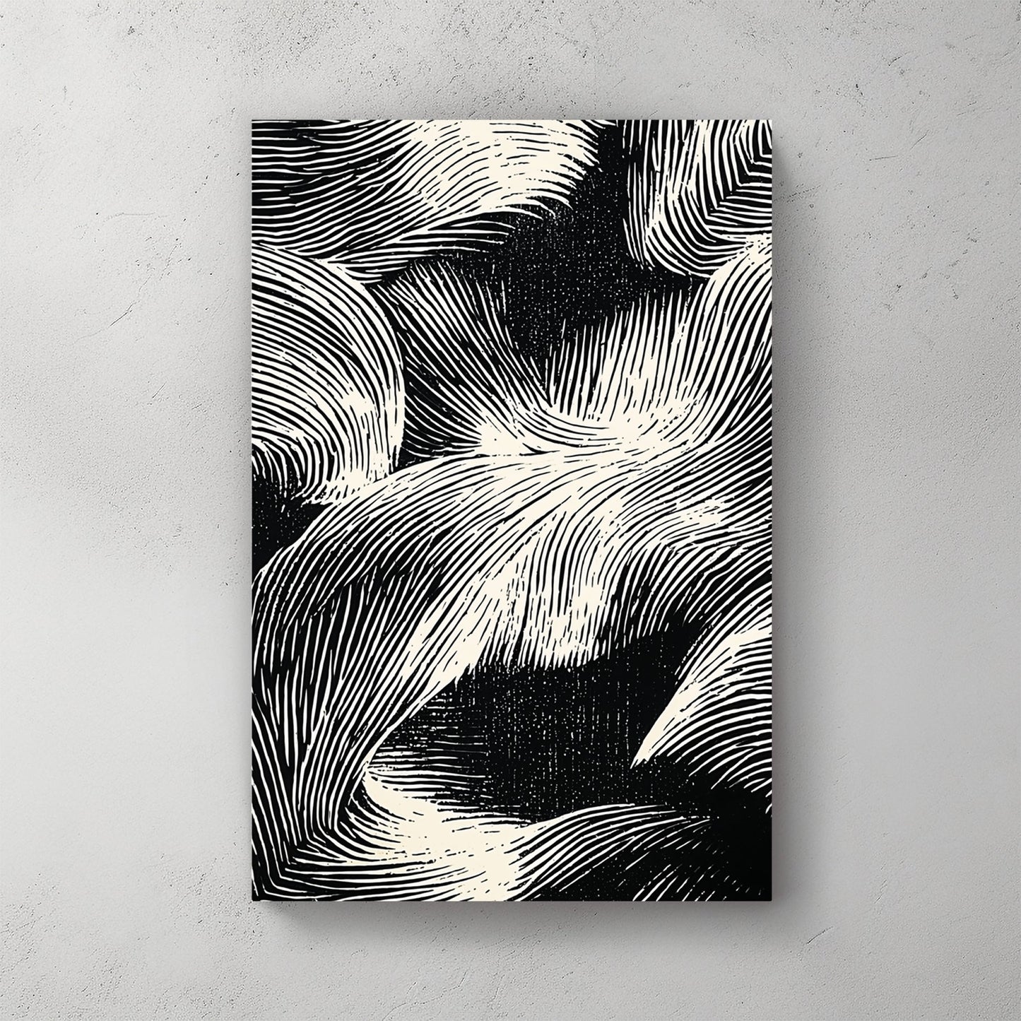 Abstract waves sketch minimalist wall art with flowing line patterns