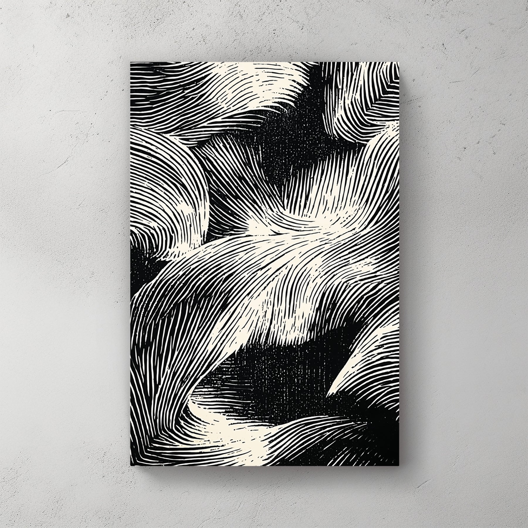Abstract waves sketch minimalist wall art with flowing line patterns