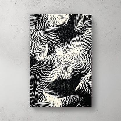 Abstract waves sketch minimalist wall art with flowing line patterns
