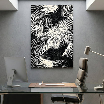 Abstract waves sketch minimalist wall art with flowing line patterns
