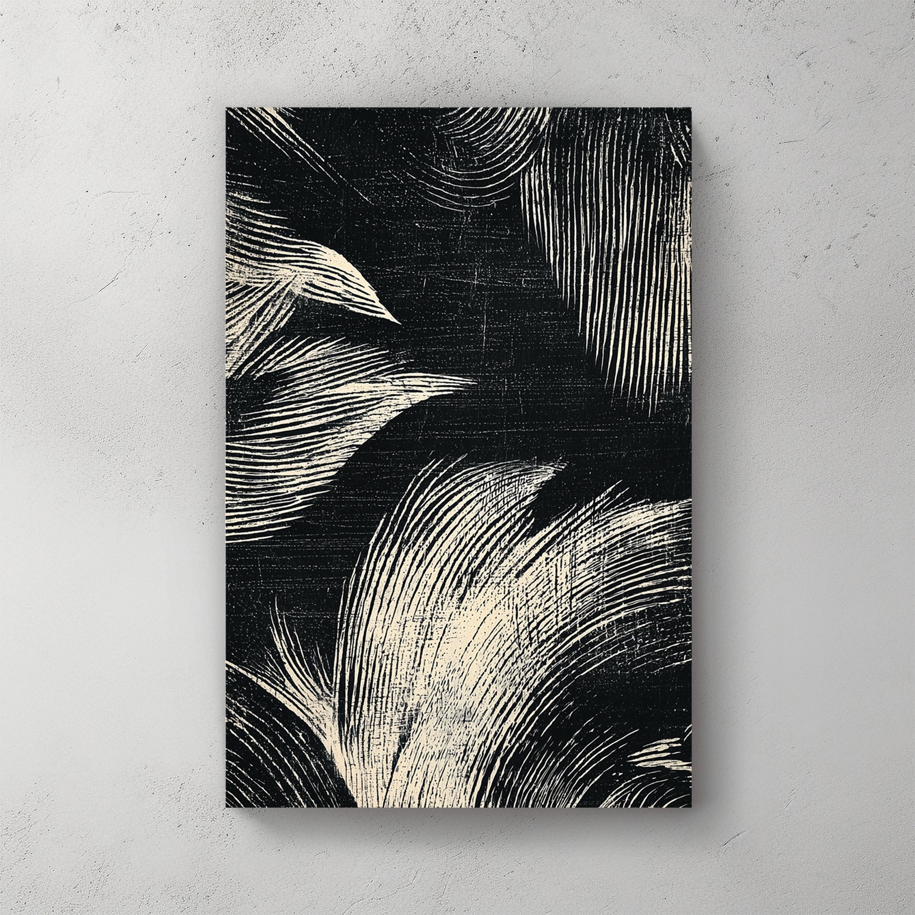 Abstract leaves sketch minimalist wall art with flowing botanical lines