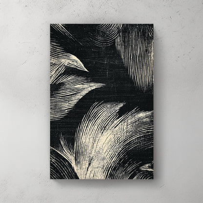 Abstract leaves sketch minimalist wall art with flowing botanical lines