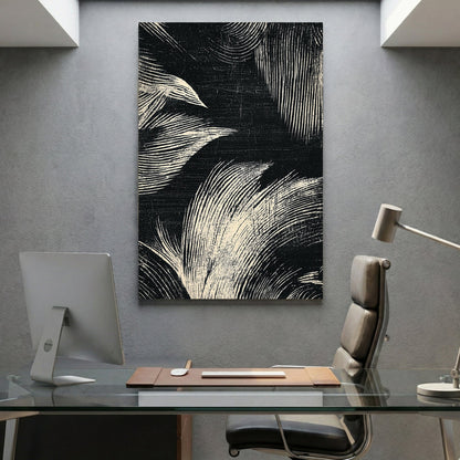 Abstract leaves sketch minimalist wall art with flowing botanical lines