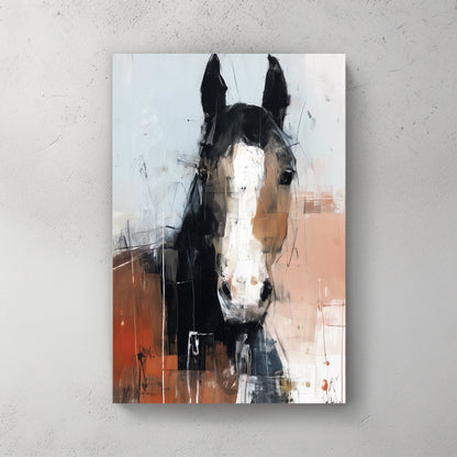 Horse portrait watercolour wall art with soft blended colours