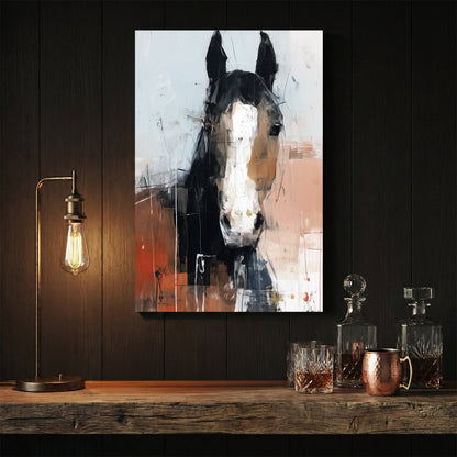 Horse portrait watercolour wall art with soft blended colours