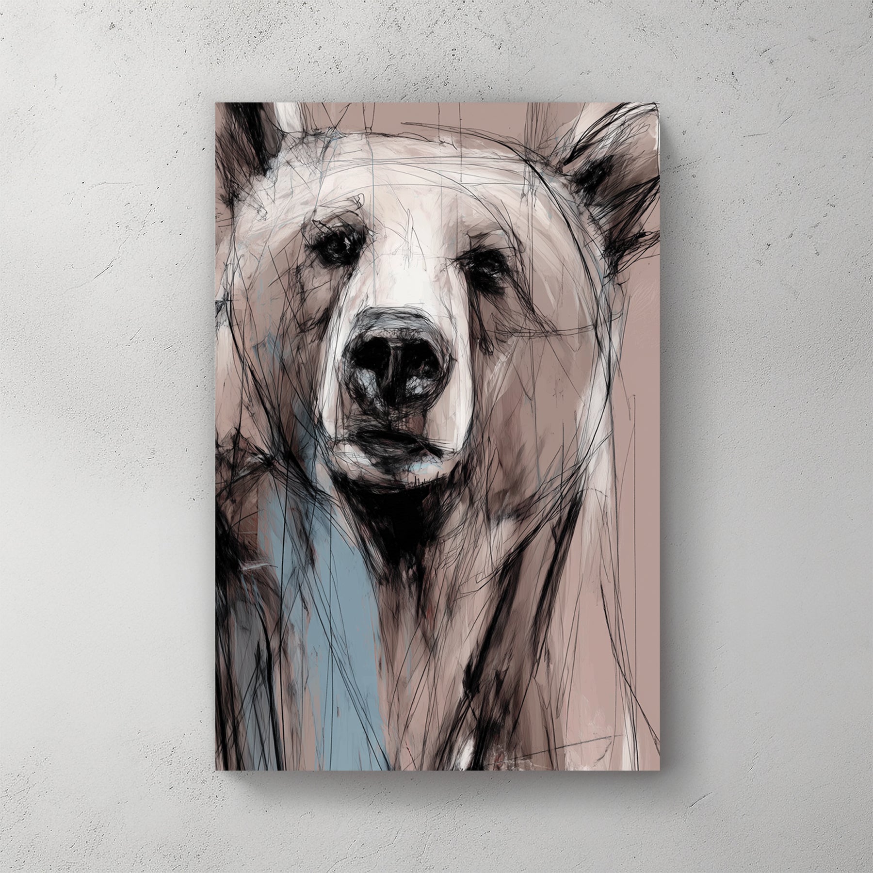 Bear wildlife sketch minimalist wall art print