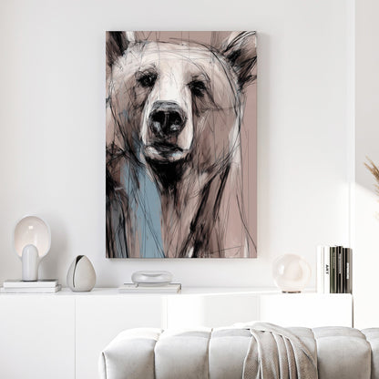 Bear wildlife sketch minimalist wall art print