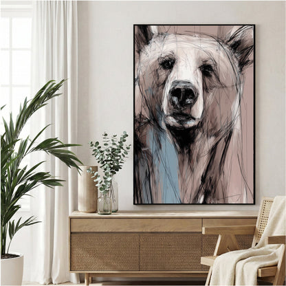 Bear wildlife sketch minimalist wall art print