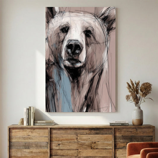 Bear wildlife sketch minimalist wall art print