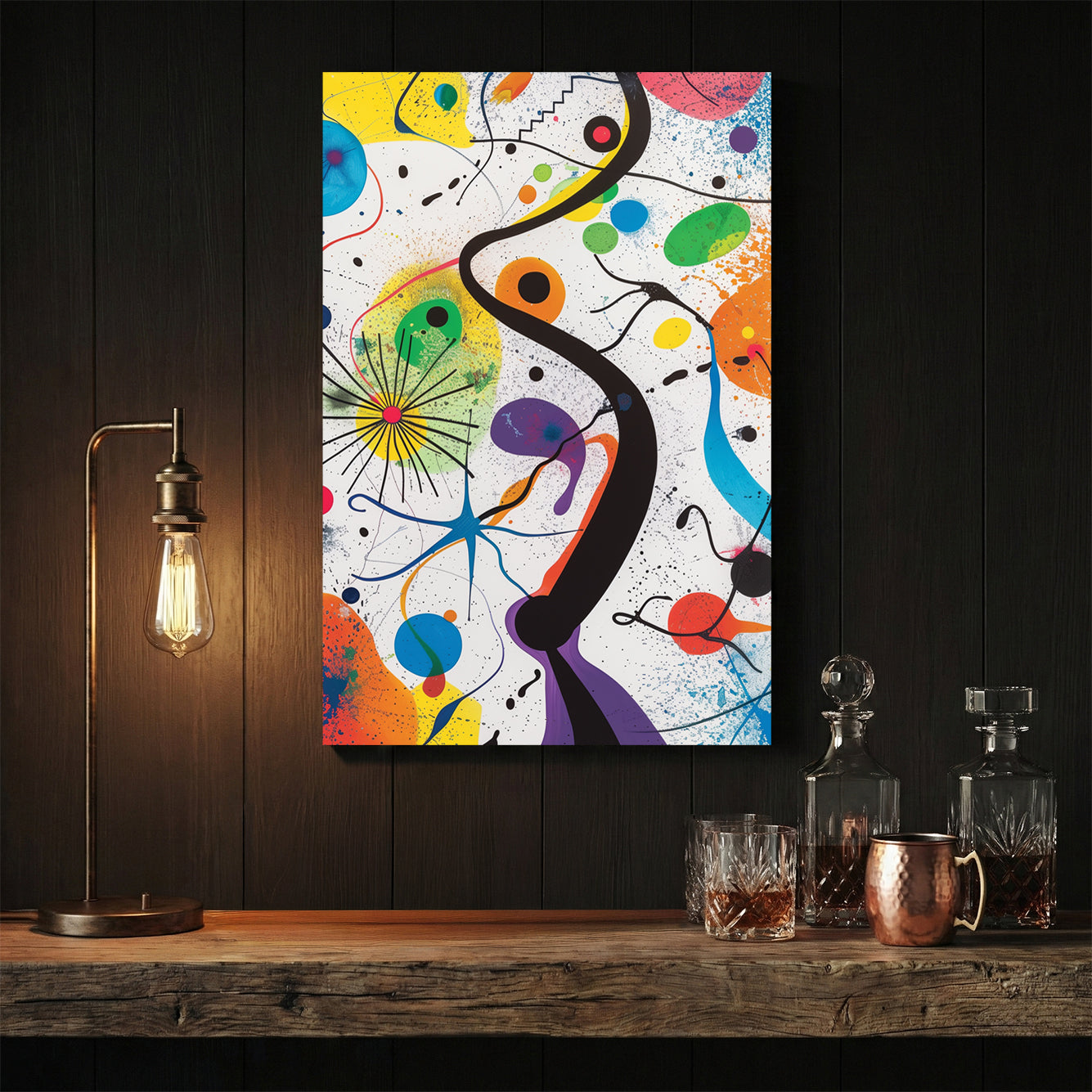 Abstract expressionism splatter colourful wall art print