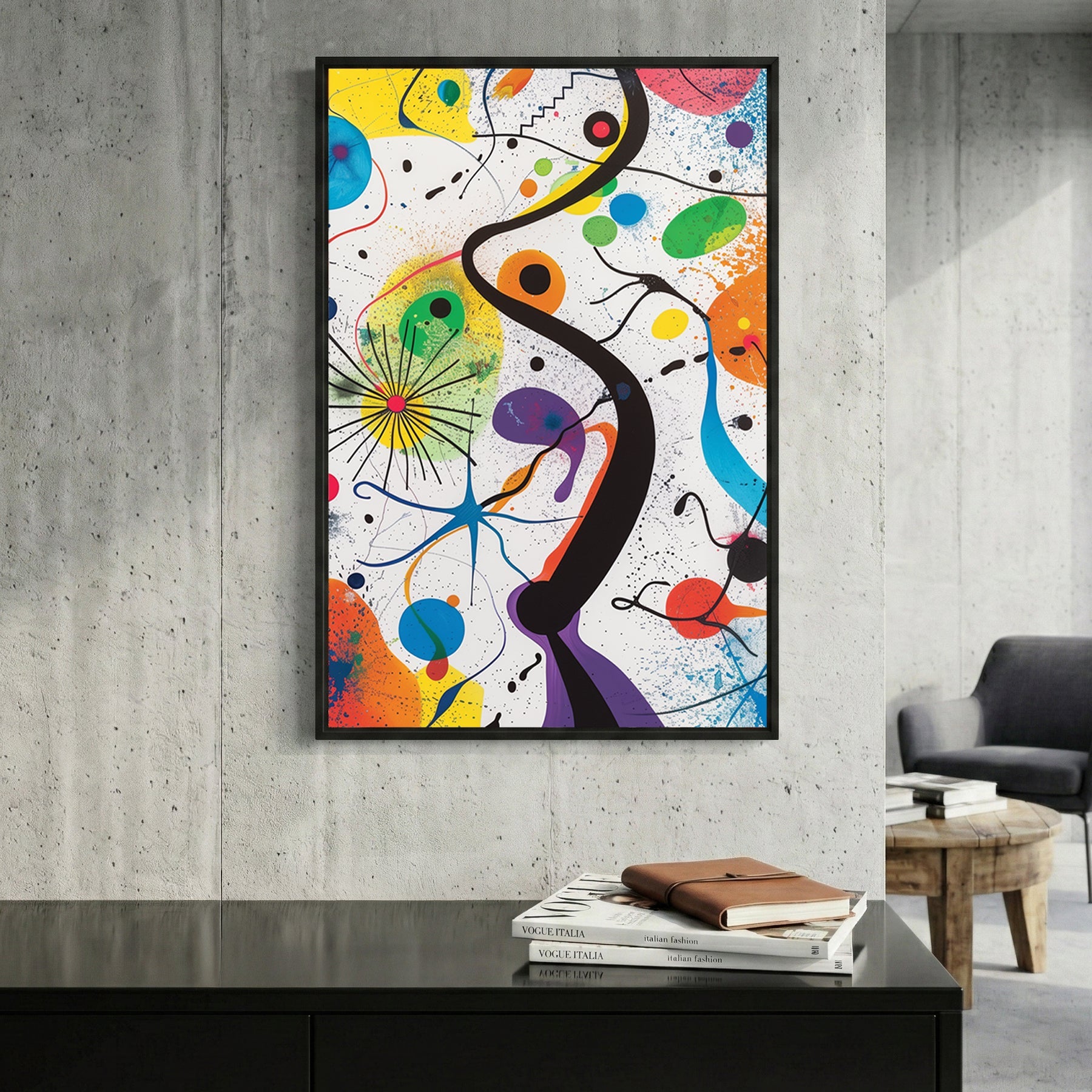 Abstract expressionism splatter colourful wall art print