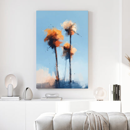 Watercolour palm trees in orange and cream tones