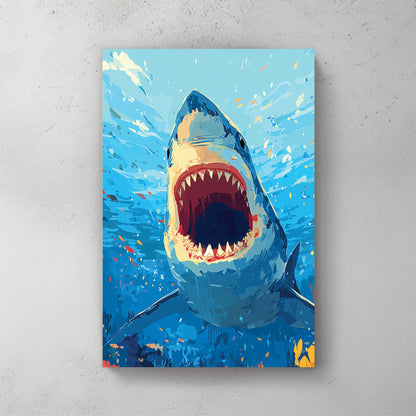 Great white shark watercolour intense wall art print