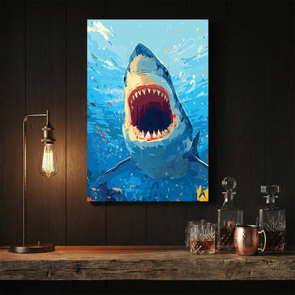 Great white shark watercolour intense wall art print