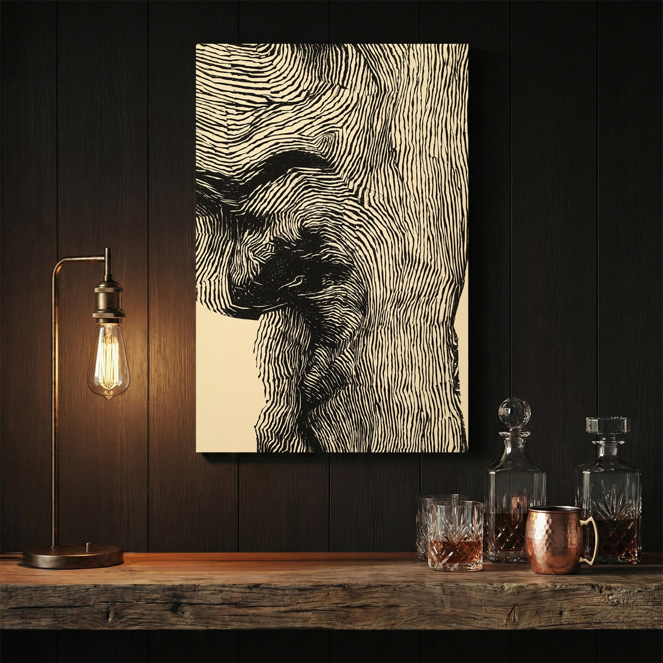 Profile portrait line art minimal wall art print