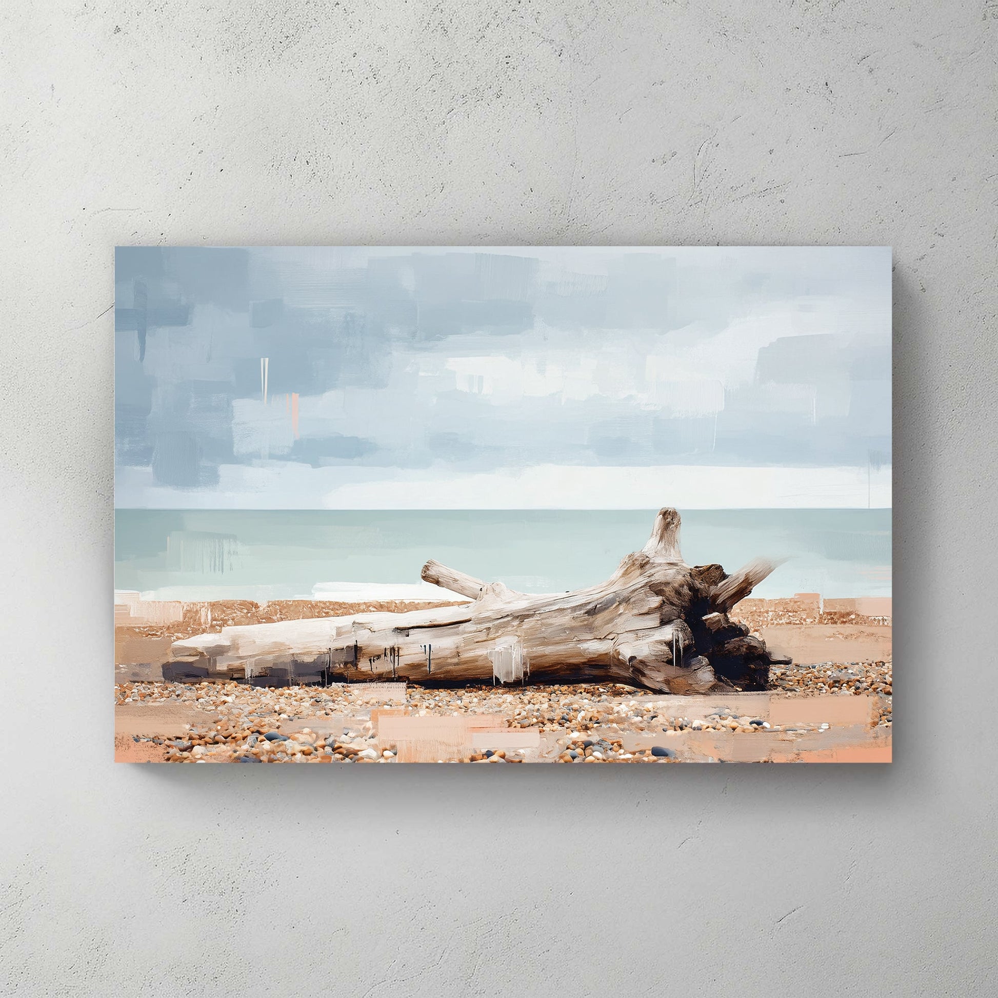 Driftwood beach landscape impressionist wall art print