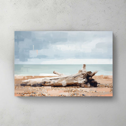 Driftwood beach landscape impressionist wall art print