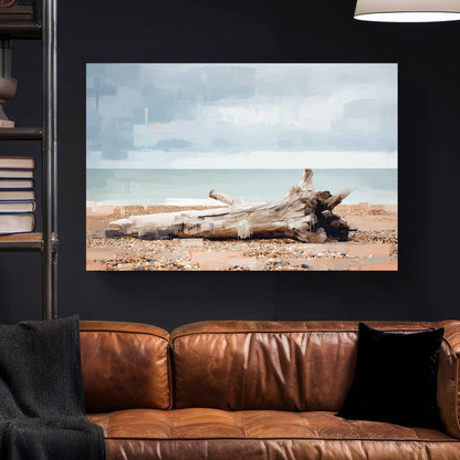 Driftwood beach landscape impressionist wall art print