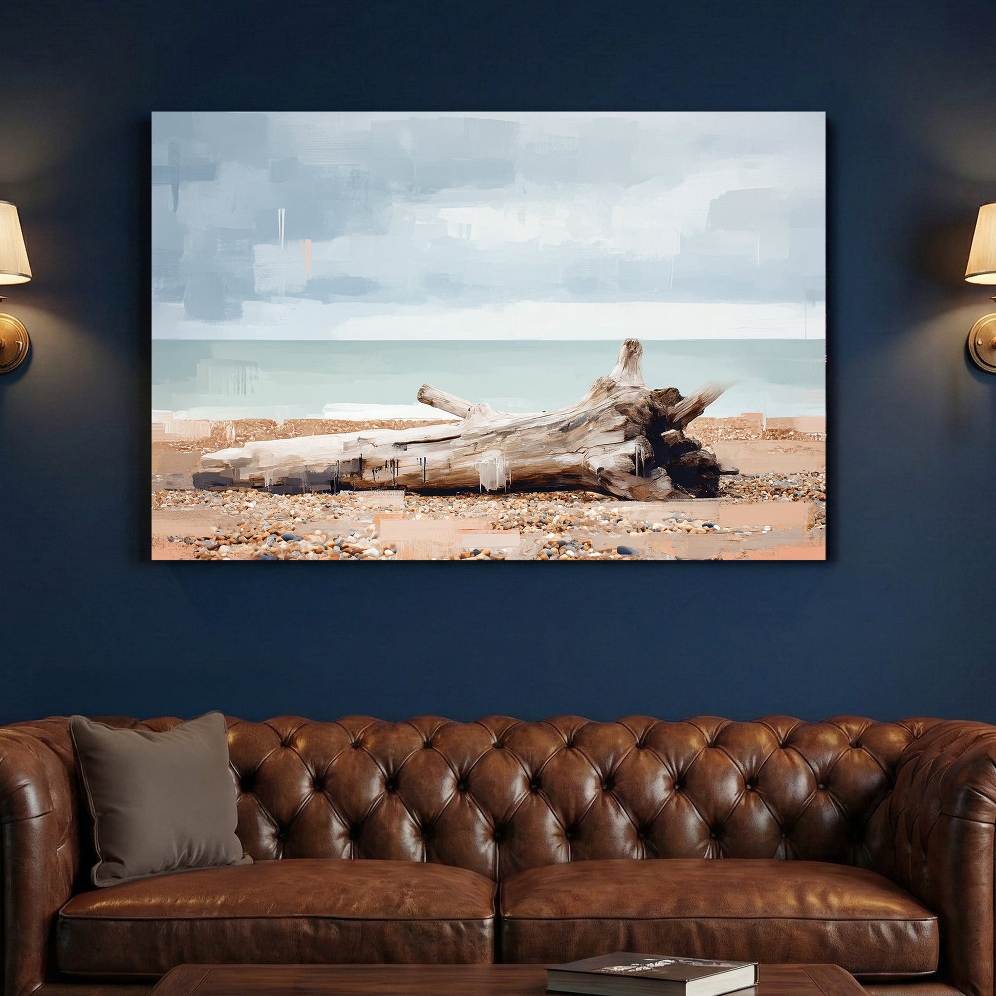 Driftwood beach landscape impressionist wall art print