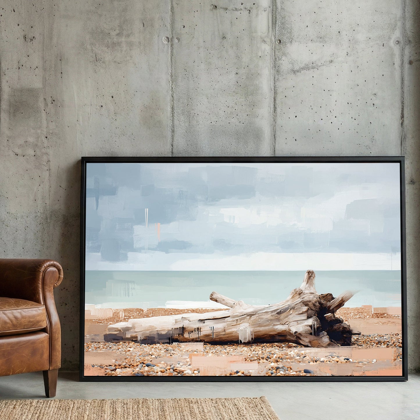 Driftwood beach landscape impressionist wall art print