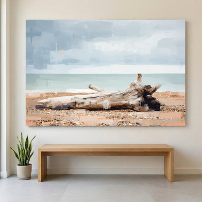 Driftwood beach landscape impressionist wall art print