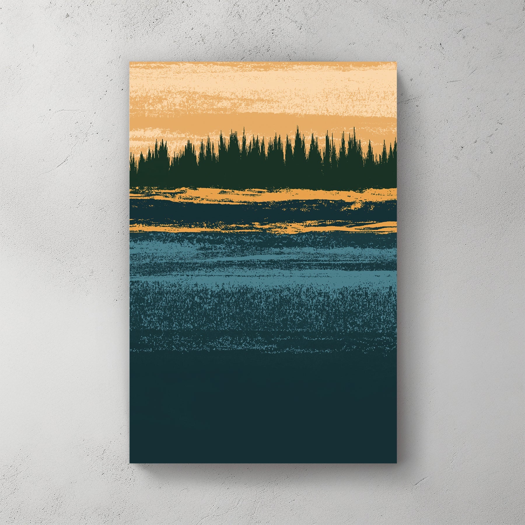 Forest trees landscape retro vintage wall art print