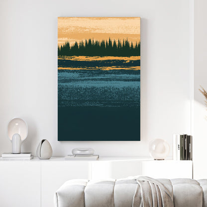 Forest trees landscape retro vintage wall art print