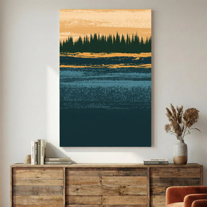 Forest trees landscape retro vintage wall art print