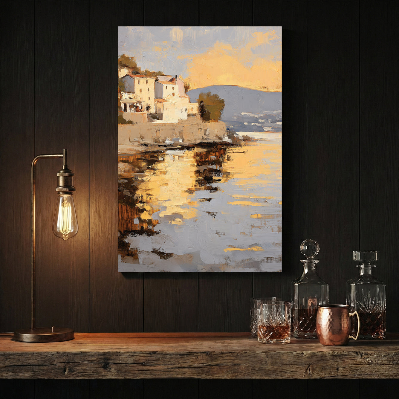 Mediterranean villa impressionist landscape wall art print