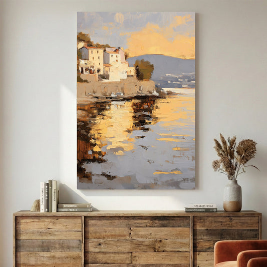 Mediterranean villa impressionist landscape wall art print