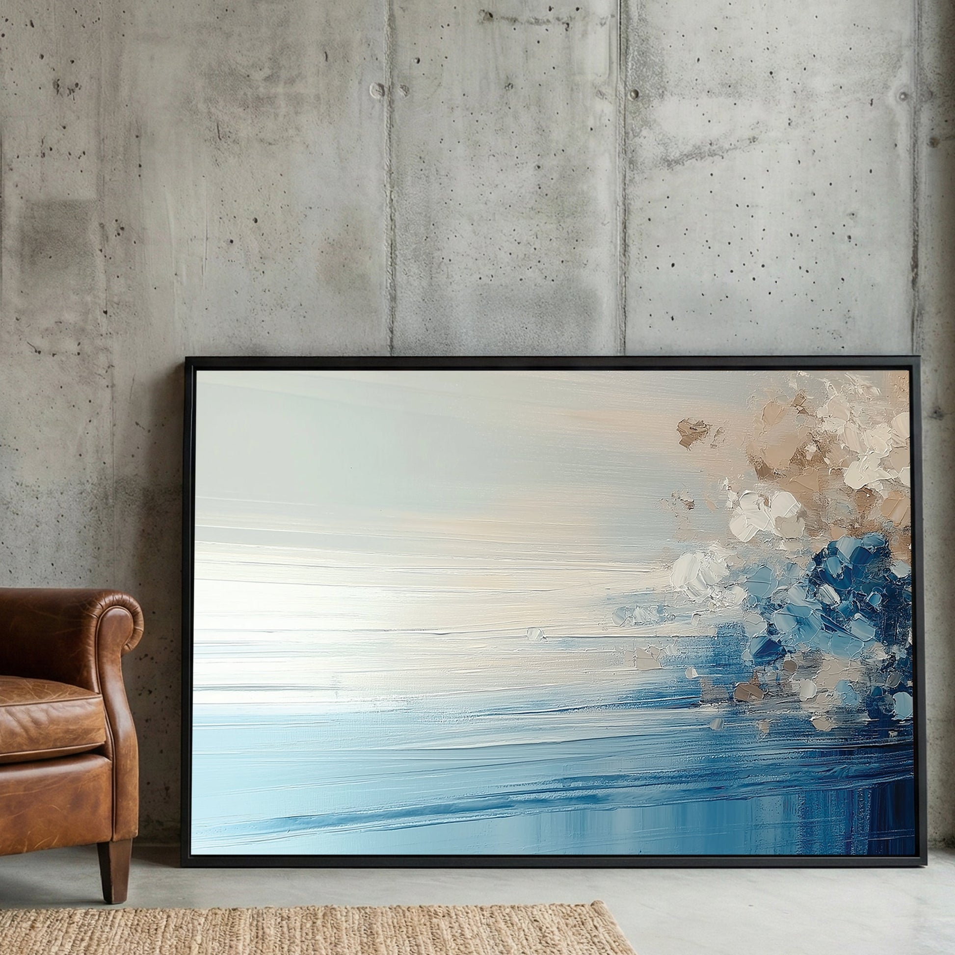 Misty lake landscape wall art with mountains and fog